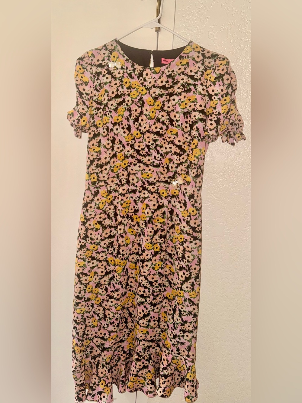 Betsey‎ Johnson Asymmetrical Floral Midi Dress Bumble Bees Tea Party